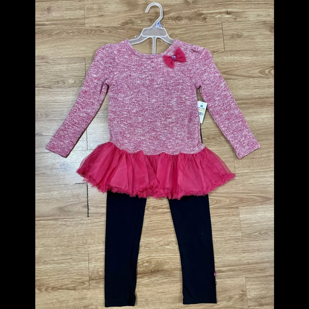 Long Sleeve Tulle Tunic & Legging Set/Girls/XS 4/5